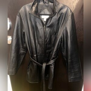 Genuine Black Leather Long Jacket